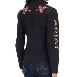 Ariat Ariattek Black Softshell Jacket Rose Embroidery Rosas Team Western Country